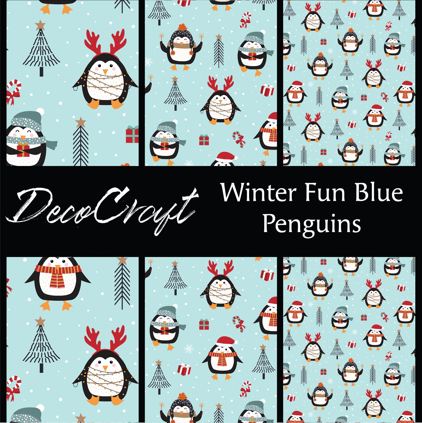 DecoCraft Christmas - Penguins- Winter Fun - Blue Penguins